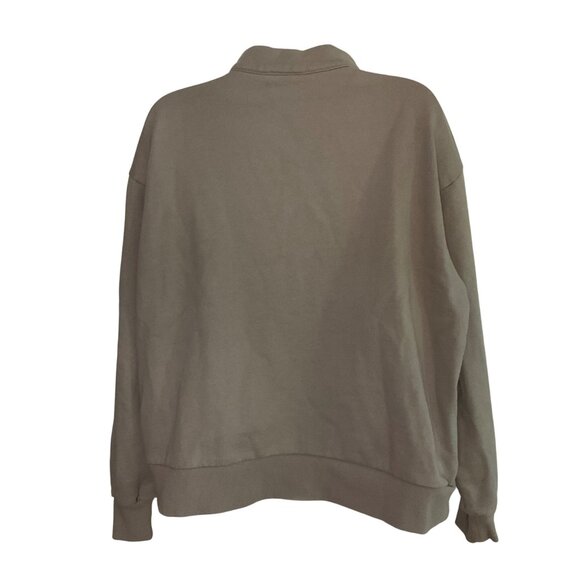 White Fox Los Angeles Half-Zip Pullover Sweatshirt S Cotton-Polyester tan taupe - Picture 2 of 9